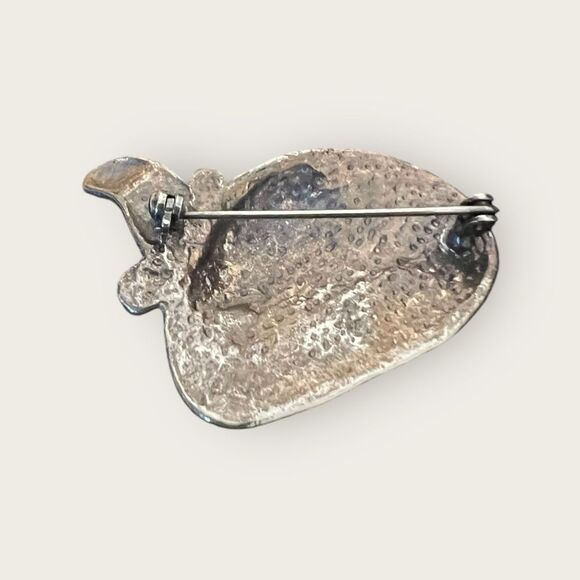 Vintage red  hat brooch red enamel & gold tone - Picture 5 of 6